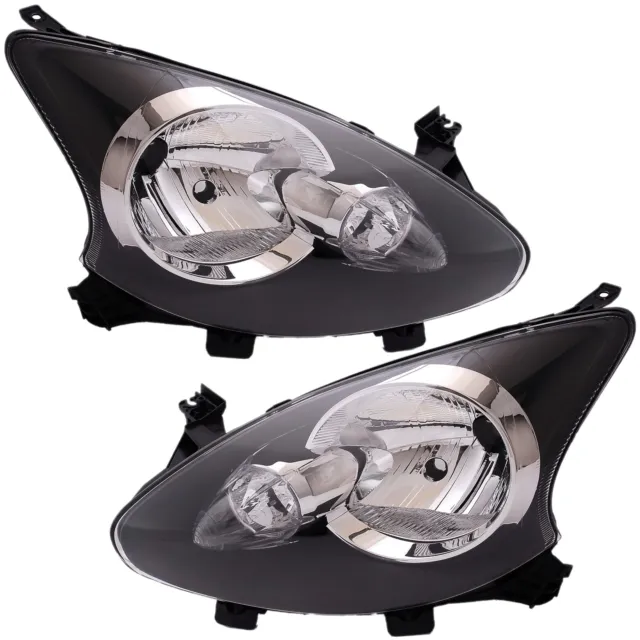 Set fari destro + sinistro per Toyota Aygo 2005-2014 nero vetro trasparente H4