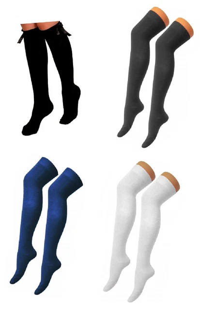 Chaussettes Enfants Filles École 2 & 4 Paire Paquets Noeud 4-6