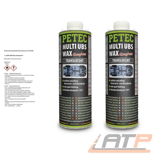 PETEC 2x 1 L LITER MULTI UBS WAX TRANSLUCENT UNTERBODENSCHUTZ WACHS