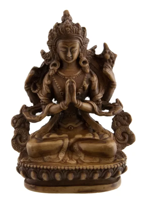 Chenrezig Avalokiteshvara - -statue Buddhistisches - Harz Buddha 11 CM Brown