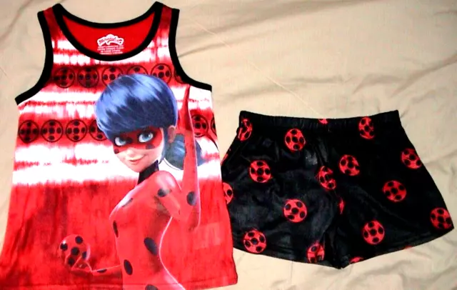 Miraculous Ladybug Red & Black 2 Piece Sleeveless Shorts Outfit-Size 10-New
