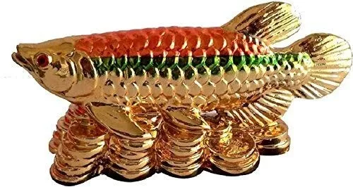 Poliresina Feng Shui Arowana Pez para Abundante Riqueza Y Buena Suerte