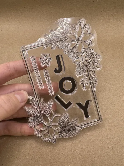 Christmas Rubber Stamp (No Block) Scrapbook Card Making Joly Holly Poinsettia