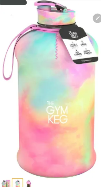 The Gym Keg Official Sports Water Bottle (2.2 L) Insulated Sleeve | Built-In.