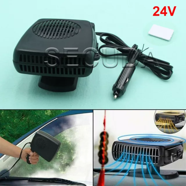 2in1 Portable Ceramic Car Fan Heater Cooler Plugin Demister Defroster 24V 200W
