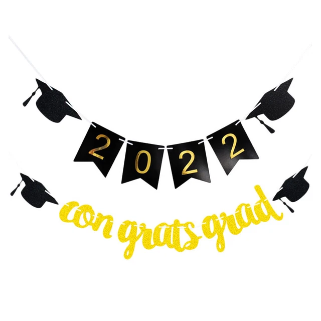 2 juegos de accesorios de graduación sombrero pancartas de papel decoración fiesta