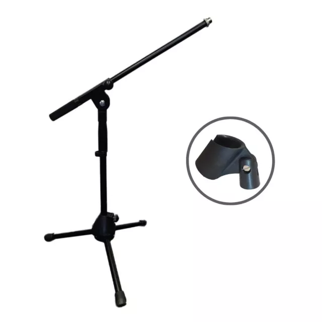 2x Thor MS004 Short Tripod Microphone Stand Black Adjustable Musician Drum Guita