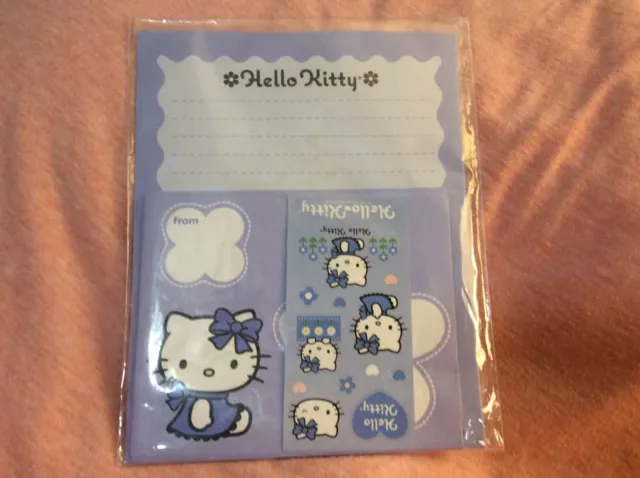 Hello Kitty Stationary Letter Set Sanrio 2007 RARE Periwinkle Blue