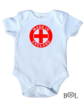 Baby Boy's Made In England Bodysuit Babygrow Boy Infant Newborn Gift UK English