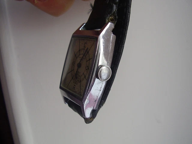 Montre Mécanique Vintage Art Deco Femme WB - Argenté, 17 Rubis, Boîtier Tonneau - Occasion