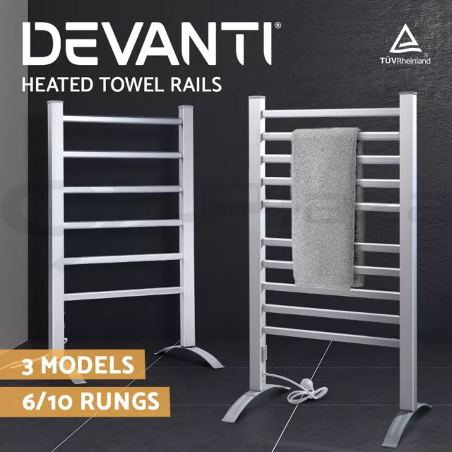 Devanti Heated Towel Rail Rack Bathroom Electric Rails Warmer Clothes 3 Models