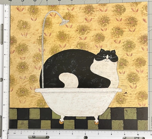 1 Warren Kimble Tuxedo Cat In Tub Picture Vintage Book Page Prints See Photos
