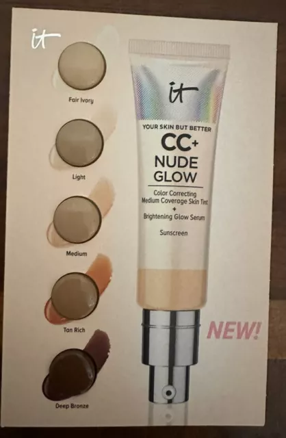 IT Cosmetics CC+ Desnudo Brillo Color Corrector Cobertura Media Tinte de Piel FPS Muestra