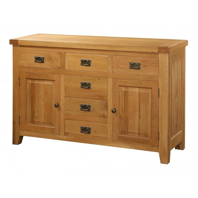 Grande Armadio Credenza 2 Ante E 6 Cassetti Portaoggetti Ghianda Rovere Massello