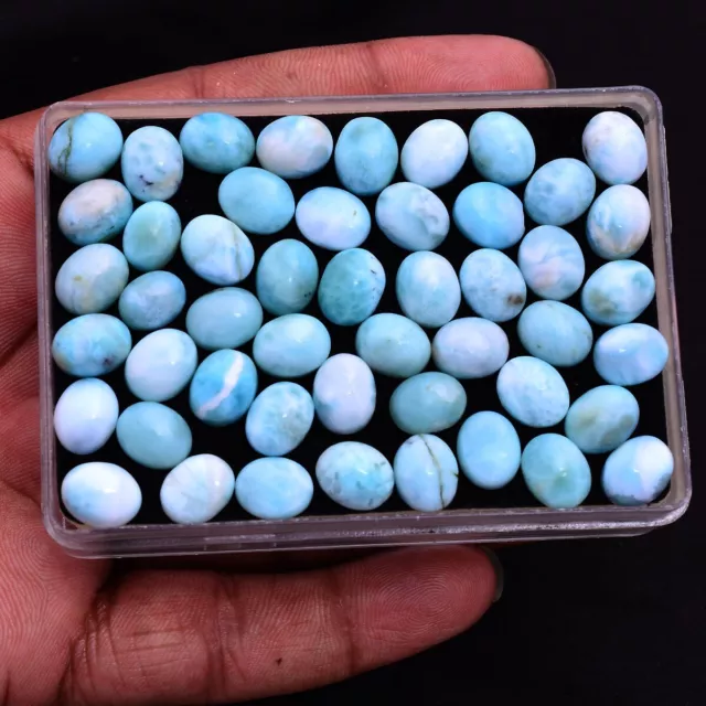 12 Pcs Natural Larimar Untreated Oval Cabochon 10mm 8mm Glossy Loose Gemstones