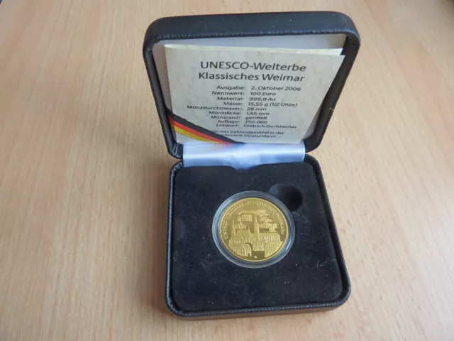 100 Euro Goldmünze UNECSO-Welterbe Klassisches Weimar 2006