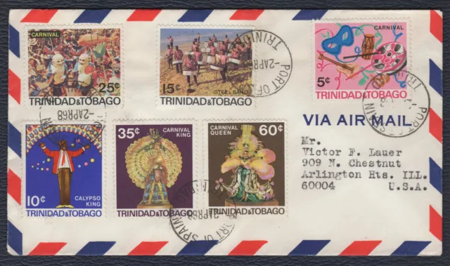TRINIDAD Y TOBAGO 1968, Carnaval, Cubierta a EE. UU., SG 322/27, Sc 127/32, Mi 210/15