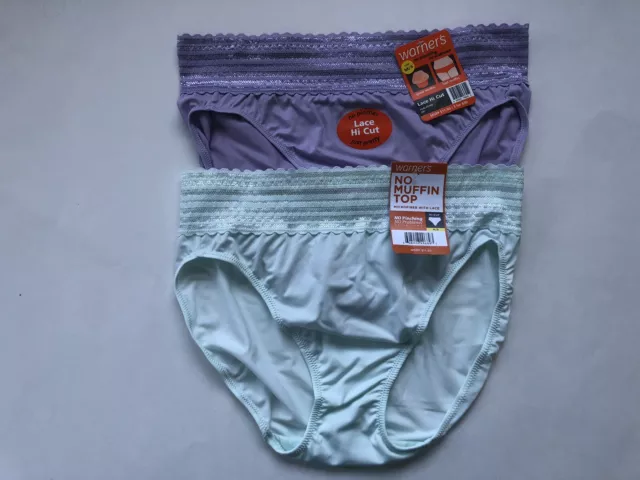 NWT Warner’s No Pinches, No Problems Lace Hi-Cut Panties 5109 Size M/6   2 Pairs