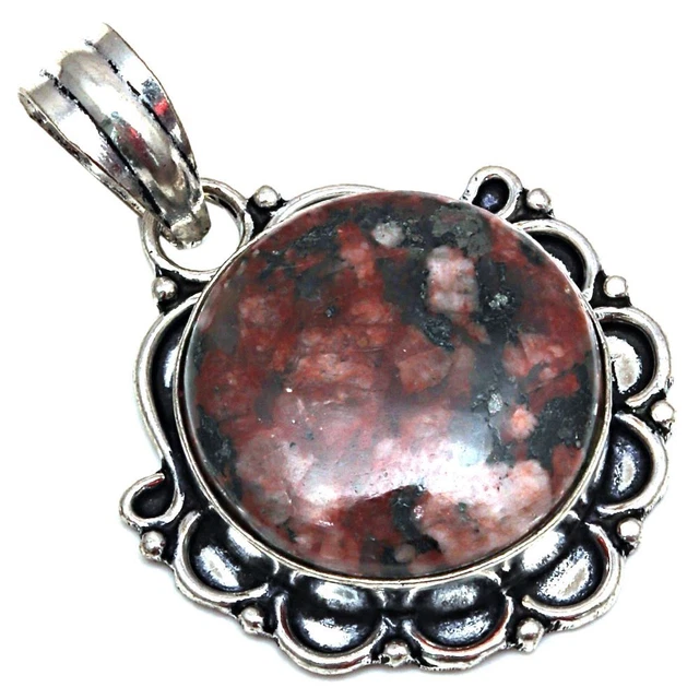 Pendant Rhodonite Gemstone Gift For Her 925 Silver Jewelry 2"