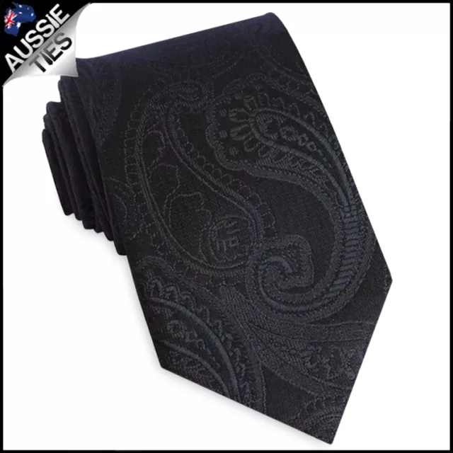 MENS BLACK TIE striped lines stripes white blue red paisley check CHOOSE DESIGN