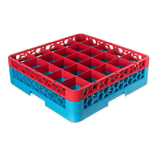 Carlisle RG25-1C410 Red/Blue 25 Cmpt Glass Rack with 1 Extender