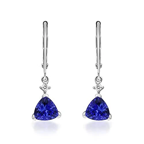 Gin and Grace Karla 14K White Gold Trillion-Cut Tanzanite Earring 0.03tcw