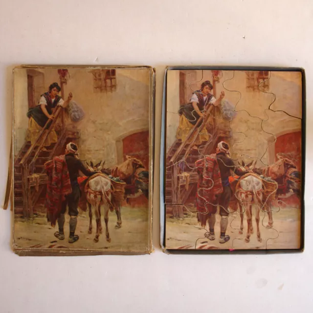 Puzzle Ancien en boite carton ~ 16 grosses pièces ~ Illustration Orientalisante