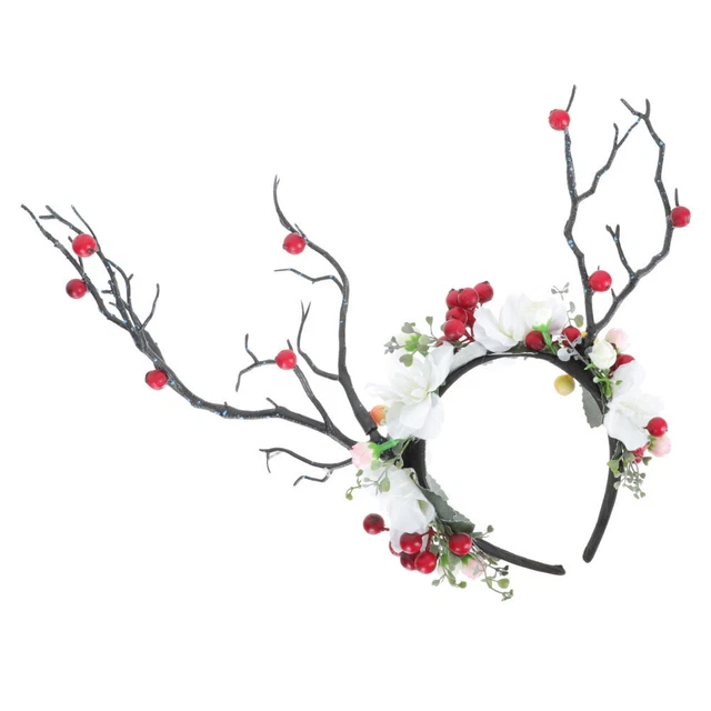 Bandeau Tête Bois De Renne Pour Noël - Accessoire Fille, Fêtes - Tissu Marron