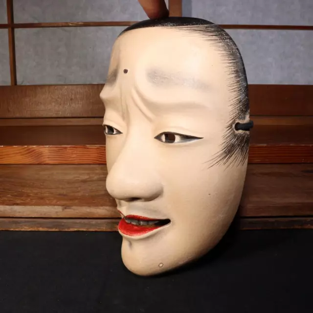 Japanese wooden chujo Noh mask Kyogen signed w / bag MSK452 2