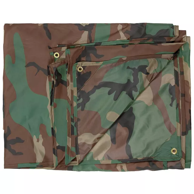 MFH Bâche Survie Chasse Basha Tapis de Sol Camping Imperméable Woodland Camo