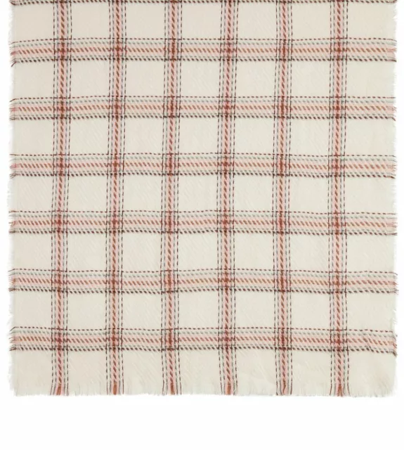 Cejon Heritage Timeless Plaid Blanket Scarf Lightweight Warm Ivory 20 x 76 in