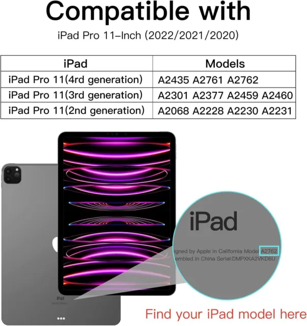 Schutzhülle + 9H Hartglas iPad Pro 11 2022/2021/2020 (4/3/2.Gen) Ständer Case -3 2