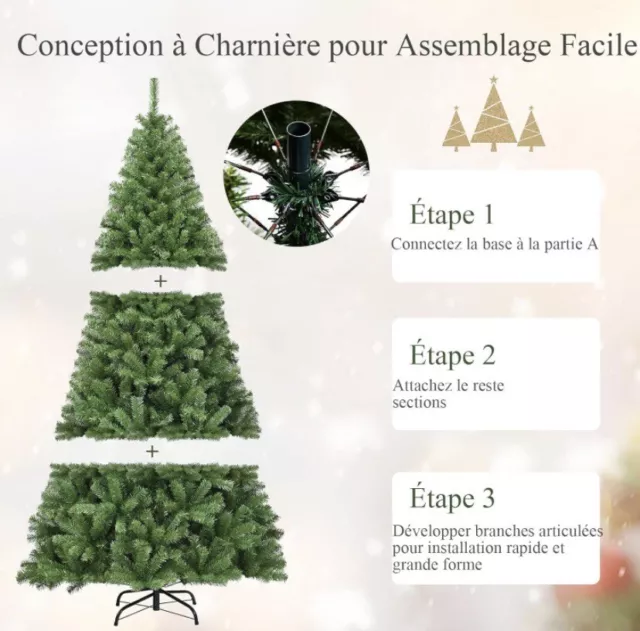 Sapin de Noël avec Support En Métal. Arbre De Noël Artificiel Vert (180cm) 3