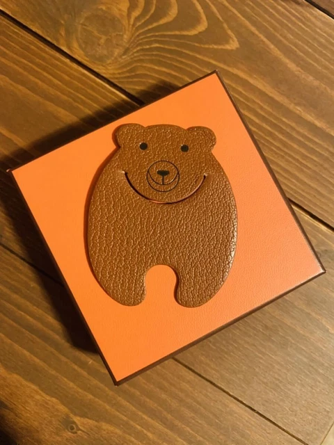 Authentic Hermes Vintage Pikabook Bear Bookmark Leather