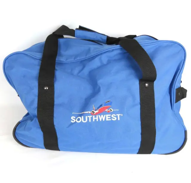 Southwest Airlines Soft Blue Duffle Bag Luggage Embroidered Logo Design 23.5" W