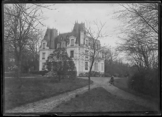 Plaque verre photo ancienne négatif noir et blanc 6x9 cm château glass plate