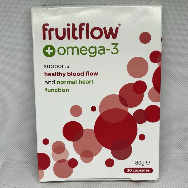 FRUITFLOW + OMEGA 3 Capsules 30 Capsules Heart Support BBE:06/2027 New ...