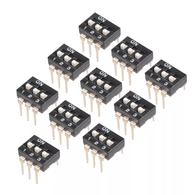 10 Pcs Black DIP Switch 1 2 3 Positions 2.54mm Pitch for Circuit Breadboards PCB