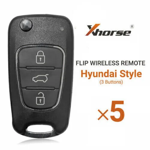 5X Xhorse XNHY02EN Wireless Flip Remote Key For Hyundai Flip 3 Buttons English