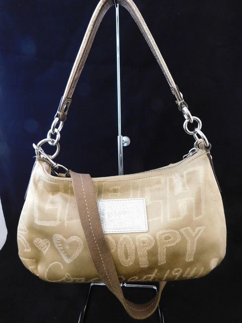 Coach Poppy Gold Signature Story Patch Groovy Shoulder Crossbody Bag 15302