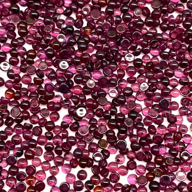 500 Pcs Natural Garnet 2mm Round Cabochon Loose Untreated Gemstone Wholesale Lot