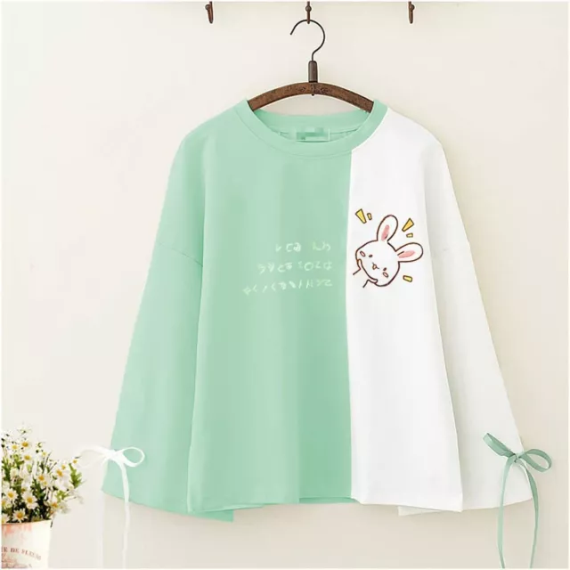Ragazza Giapponese Kawaii Abbigliamento Top Ricamo Coniglio Maglia Fighetto Cute