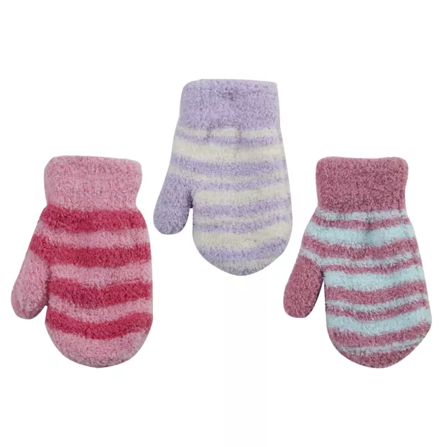 Bébé bébé filles mitaines d'hiver à rayures chaudes gants polaires mitaines neuf TIQUE TOCK