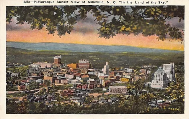 Postcard NC: Sunset View of Asheville, WB, Unposted