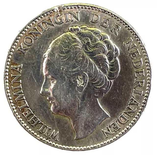 Netherlands, Wilhelmina, 1 Gulden, Silver, 1928 XF 2