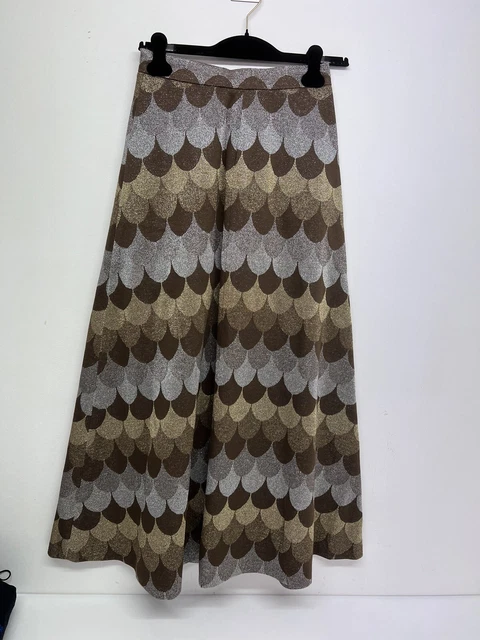 Maxi gonna vintage anni '60 Jersey Neospun vita 28 pollici. Fab Con. Metallico - A17