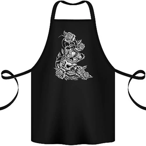 Skull Crown Biker Skull Gothic Heavy Metal Cotton Apron 100% Organic