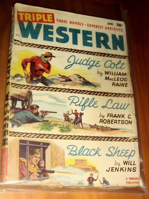 Vintage Triple Western,Three Novels,196 Pages, Pulp Western Magazine, April,1948