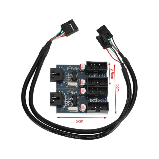 9 Pin USB Header Male 1 to 4 Female Motherboard Extension Connector Extender AUS 2