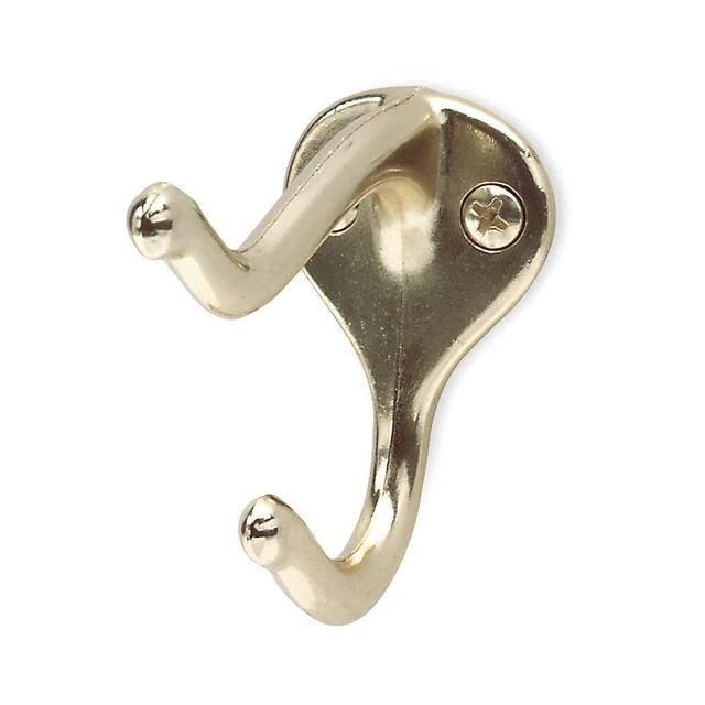 GRAINGER APPROVED 4JG63 Double Point Hook,Coat/Hat,Brass